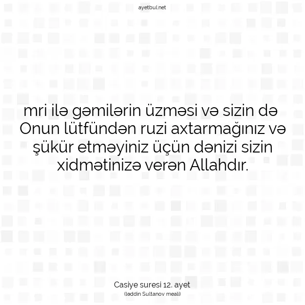 Ayetbul | Kuran Mealleri | Quran | Casiye suresi 12. ayet
