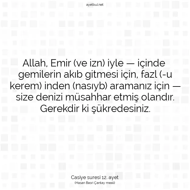 Ayetbul | Kuran Mealleri | Quran | Casiye suresi 12. ayet