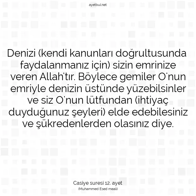 Ayetbul | Kuran Mealleri | Quran | Casiye suresi 12. ayet