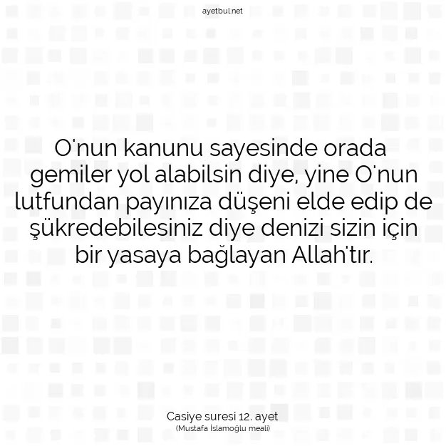 Ayetbul | Kuran Mealleri | Quran | Casiye suresi 12. ayet