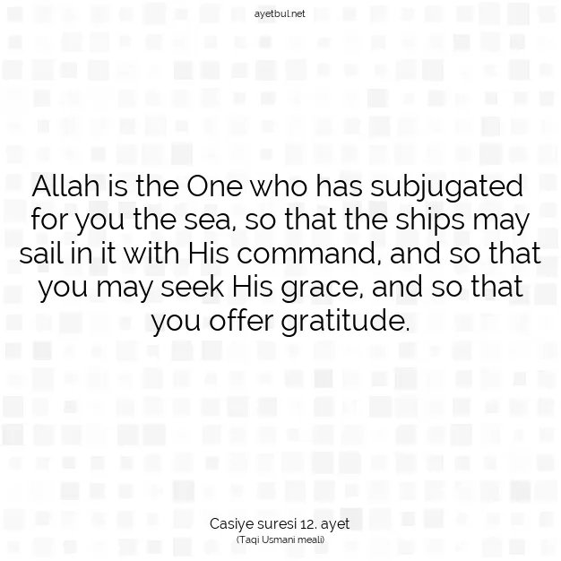 Ayetbul | Kuran Mealleri | Quran | Casiye suresi 12. ayet