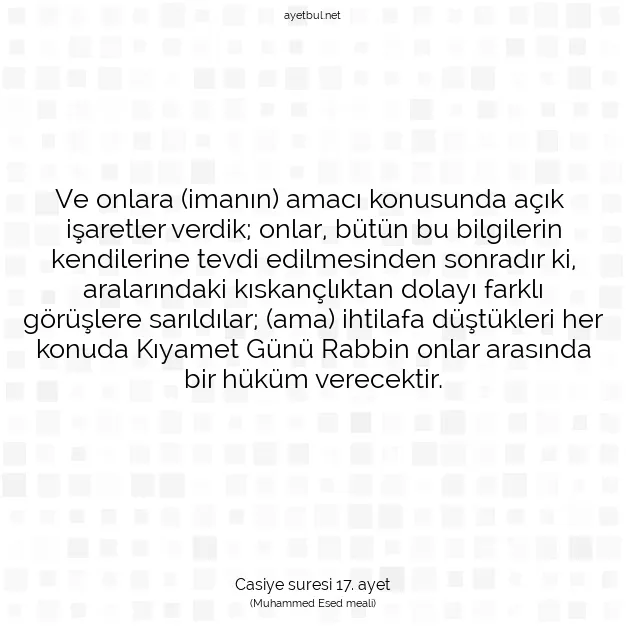 Ayetbul | Kuran Mealleri | Quran | Casiye suresi 17. ayet