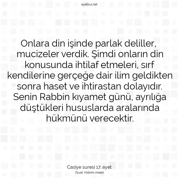 Ayetbul | Kuran Mealleri | Quran | Casiye suresi 17. ayet