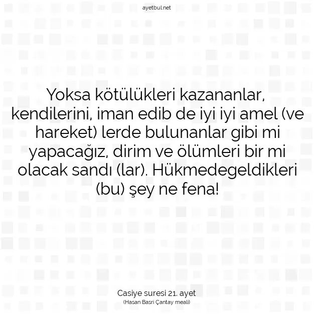 Ayetbul | Kuran Mealleri | Quran | Casiye suresi 21. ayet