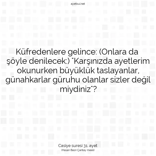 Ayetbul | Kuran Mealleri | Quran | Casiye suresi 31. ayet