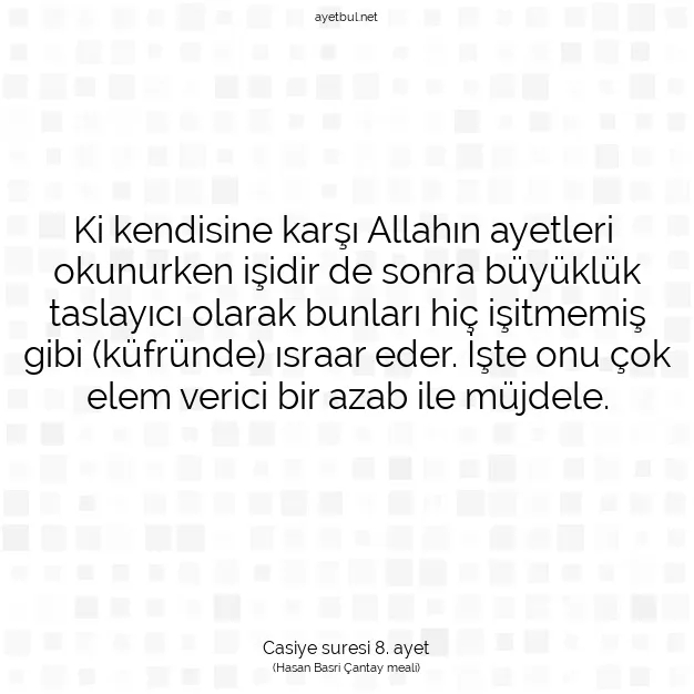 Ayetbul | Kuran Mealleri | Quran | Casiye suresi 8. ayet