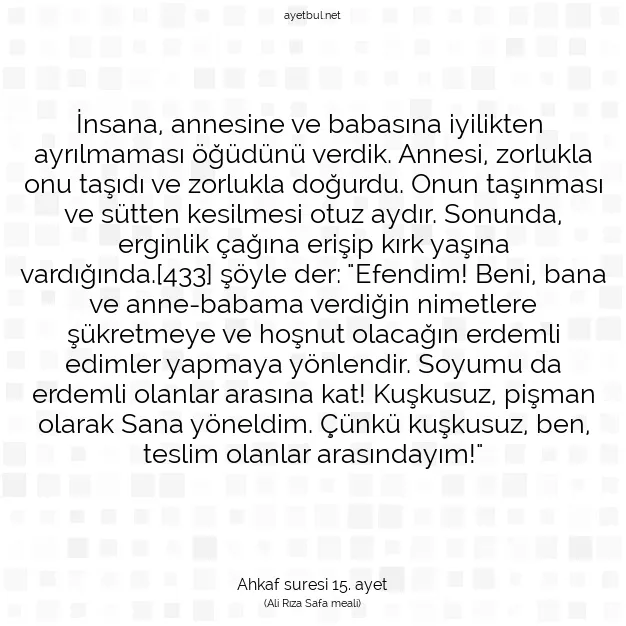 Ayetbul | Kuran Mealleri | Quran | Ahkaf suresi 15. ayet