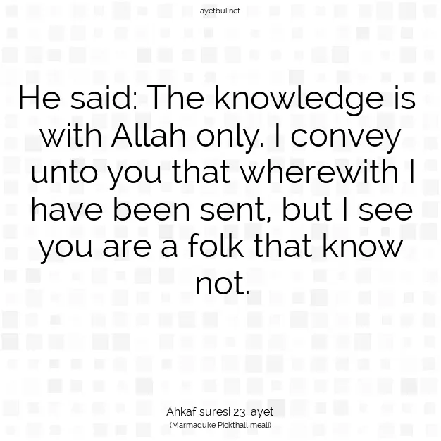 Ayetbul | Kuran Mealleri | Quran | Ahkaf suresi 23. ayet