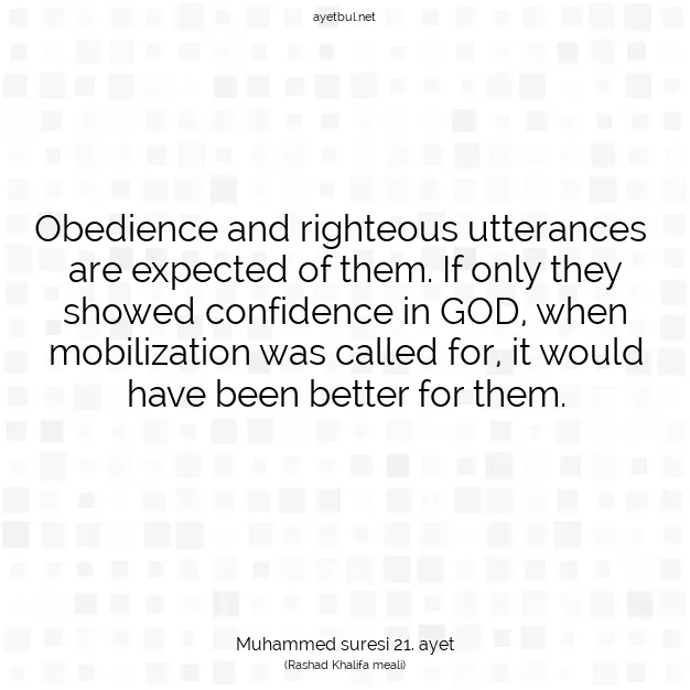 Ayetbul | Kuran Mealleri | Quran | Muhammed suresi 21. ayet