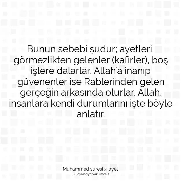 Ayetbul | Kuran Mealleri | Quran | Muhammed suresi 3. ayet