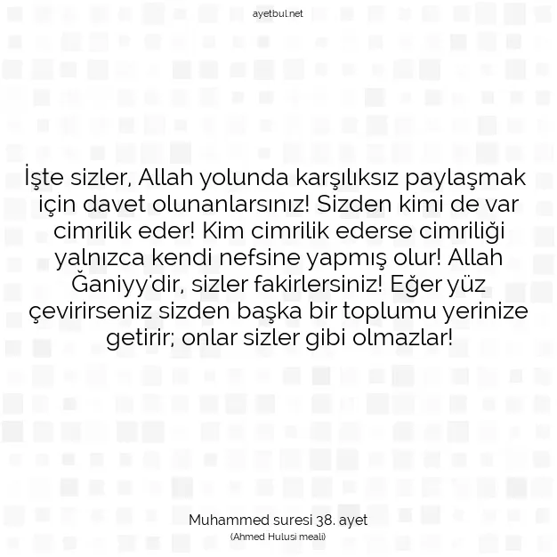 Ayetbul | Kuran Mealleri | Quran | Muhammed suresi 38. ayet