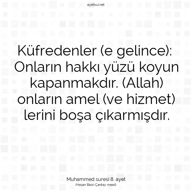 Ayetbul | Kuran Mealleri | Quran | Muhammed suresi 8. ayet