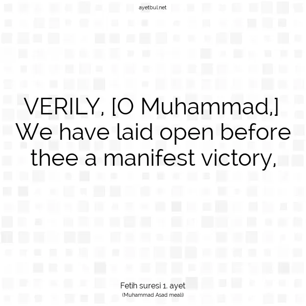 Ayetbul | Kuran Mealleri | Quran | Fetih suresi 1. ayet