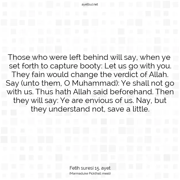 Ayetbul | Kuran Mealleri | Quran | Fetih suresi 15. ayet