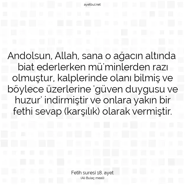 Ayetbul | Kuran Mealleri | Quran | Fetih suresi 18. ayet