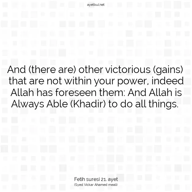 Ayetbul | Kuran Mealleri | Quran | Fetih suresi 21. ayet