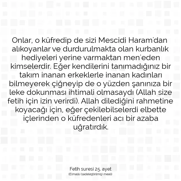 Ayetbul | Kuran Mealleri | Quran | Fetih suresi 25. ayet