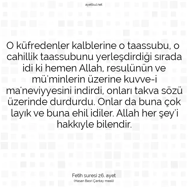 Ayetbul | Kuran Mealleri | Quran | Fetih suresi 26. ayet