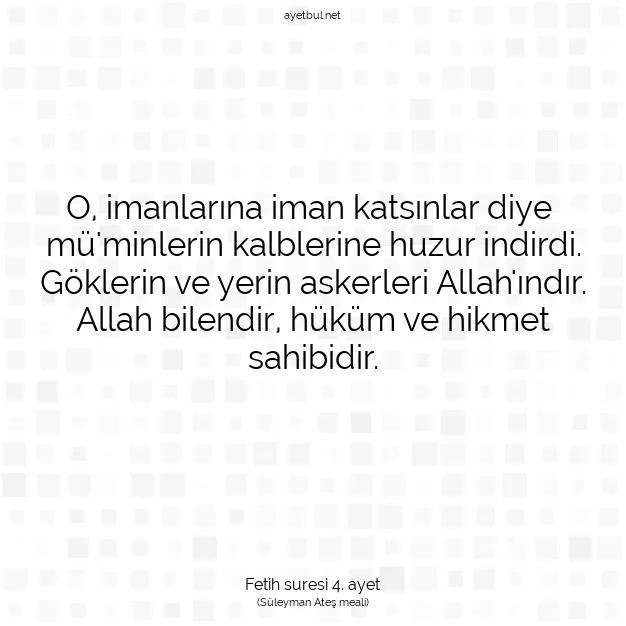 Ayetbul | Kuran Mealleri | Quran | Fetih suresi 4. ayet