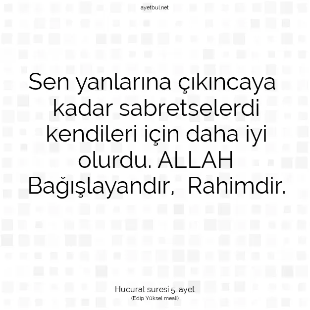 Ayetbul | Kuran Mealleri | Quran | Hucurat suresi 5. ayet