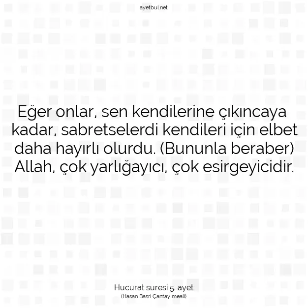 Ayetbul | Kuran Mealleri | Quran | Hucurat suresi 5. ayet