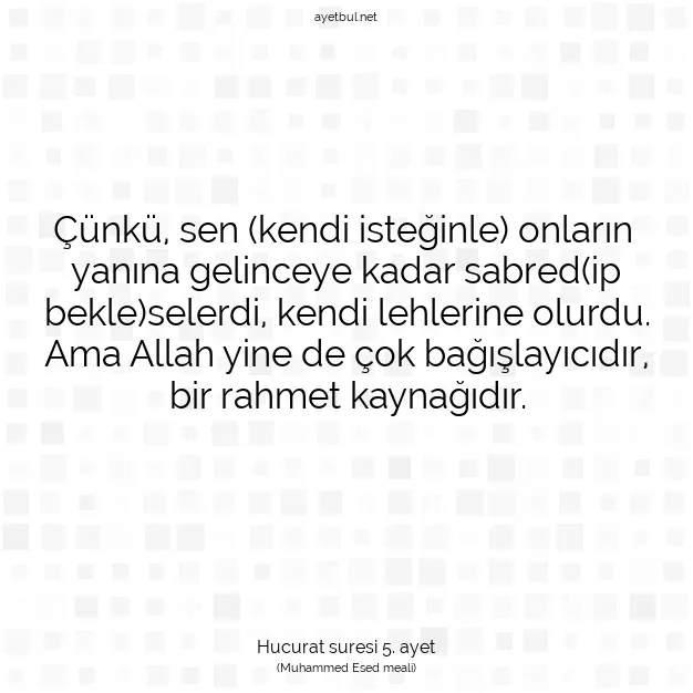 Ayetbul | Kuran Mealleri | Quran | Hucurat suresi 5. ayet