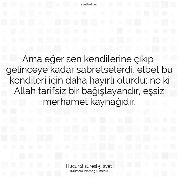 Ayetbul | Kuran Mealleri | Quran | Hucurat suresi 5. ayet