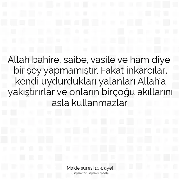 Ayetbul | Kuran Mealleri | Quran | Maide suresi 103. ayet