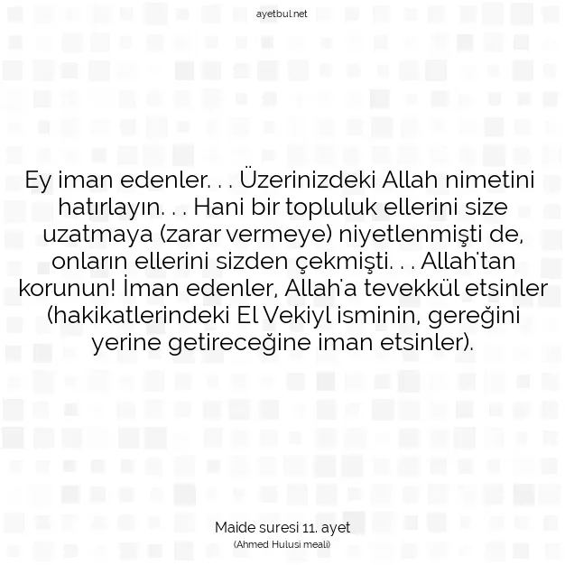 Ayetbul | Kuran Mealleri | Quran | Maide suresi 11. ayet