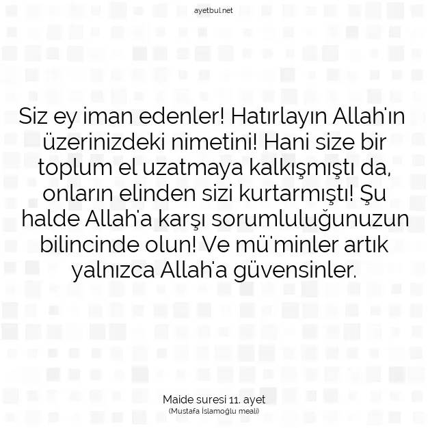 Ayetbul | Kuran Mealleri | Quran | Maide suresi 11. ayet