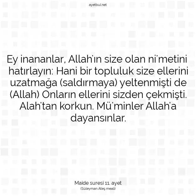 Ayetbul | Kuran Mealleri | Quran | Maide suresi 11. ayet