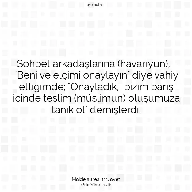 Ayetbul | Kuran Mealleri | Quran | Maide suresi 111. ayet