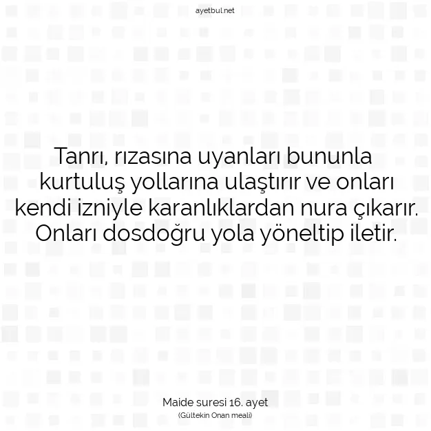 Ayetbul | Kuran Mealleri | Quran | Maide suresi 16. ayet