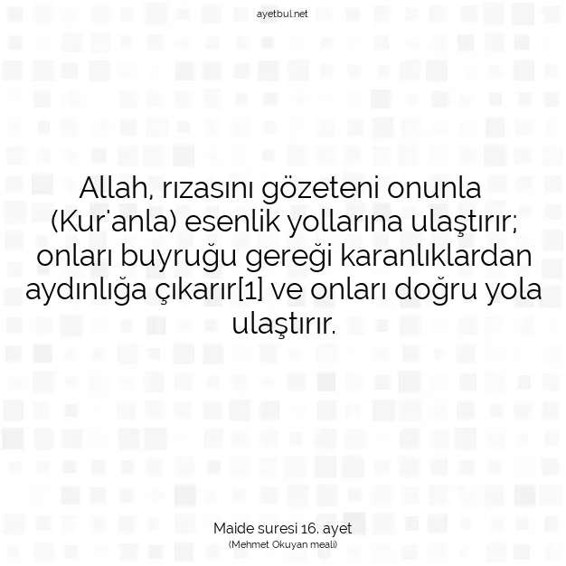Ayetbul | Kuran Mealleri | Quran | Maide suresi 16. ayet