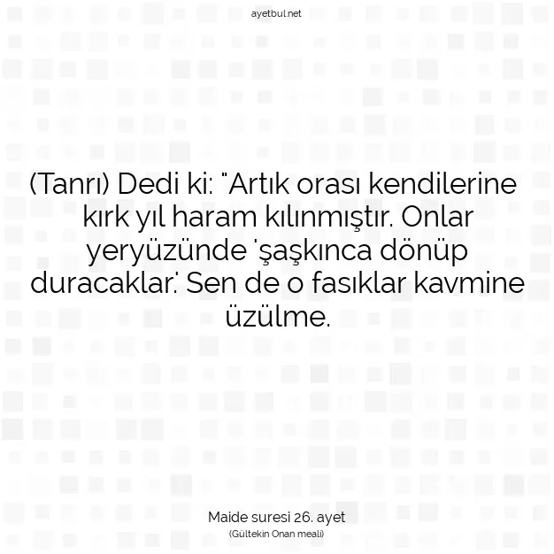Ayetbul | Kuran Mealleri | Quran | Maide suresi 26. ayet