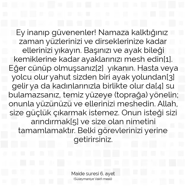 Ayetbul | Kuran Mealleri | Quran | Maide suresi 6. ayet