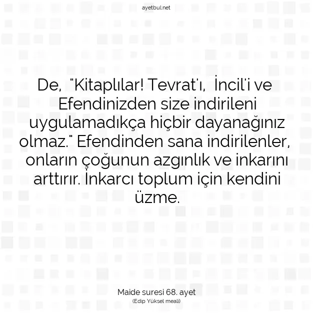 Ayetbul | Kuran Mealleri | Quran | Maide suresi 68. ayet