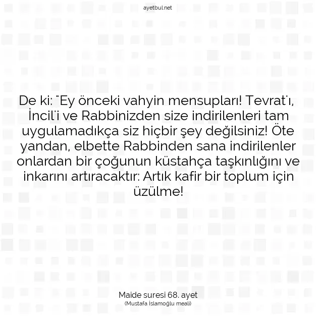 Ayetbul | Kuran Mealleri | Quran | Maide suresi 68. ayet
