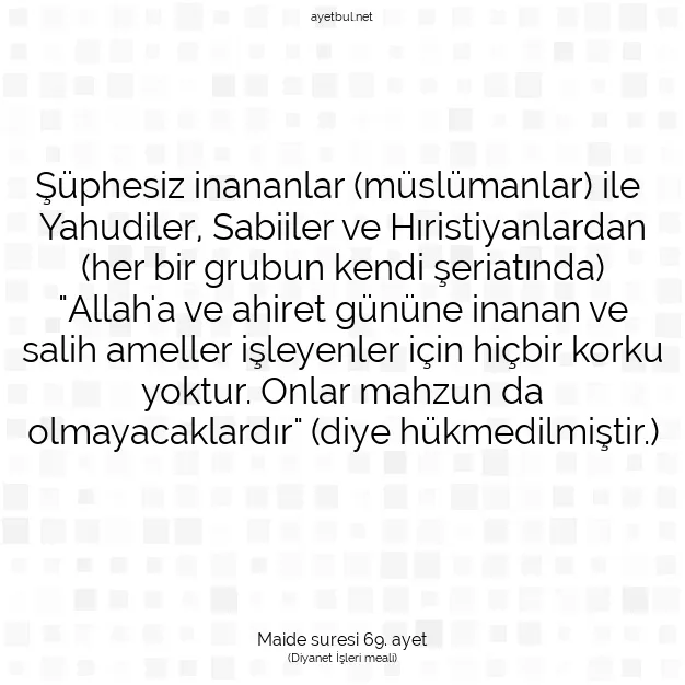 Ayetbul | Kuran Mealleri | Quran | Maide suresi 69. ayet