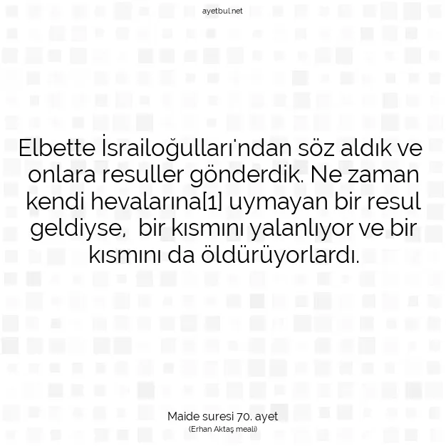Ayetbul | Kuran Mealleri | Quran | Maide suresi 70. ayet