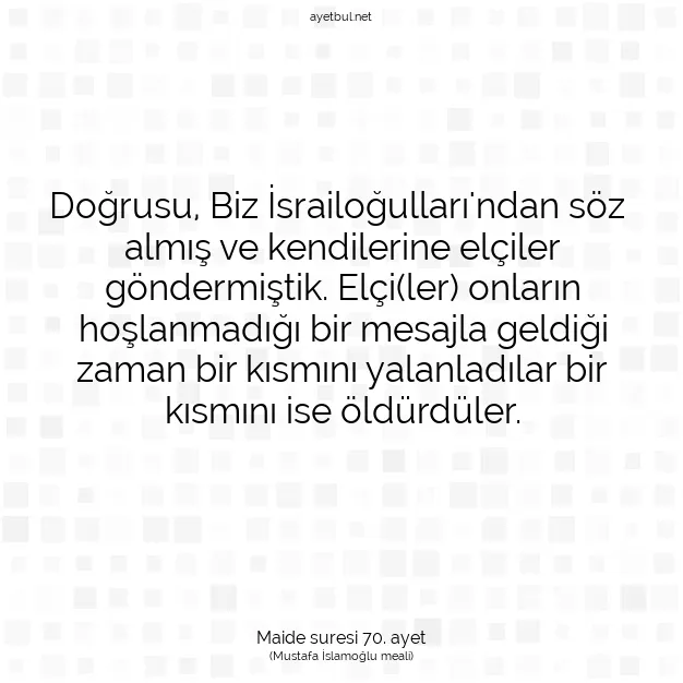 Ayetbul | Kuran Mealleri | Quran | Maide suresi 70. ayet