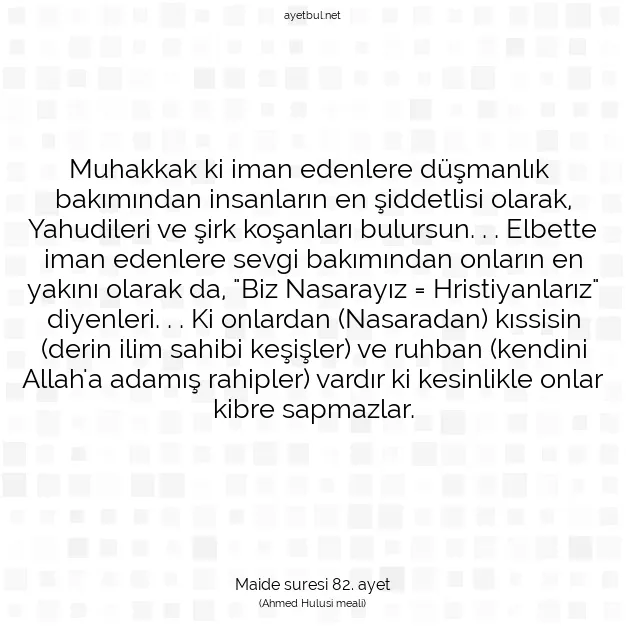 Ayetbul | Kuran Mealleri | Quran | Maide suresi 82. ayet