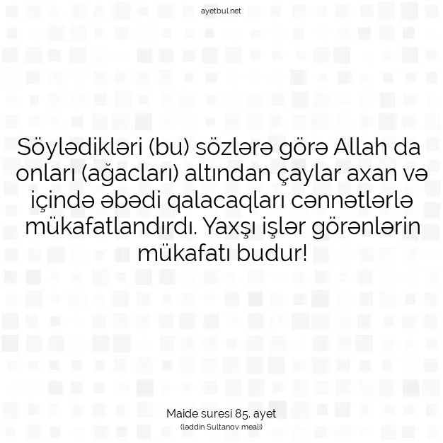 Ayetbul | Kuran Mealleri | Quran | Maide suresi 85. ayet
