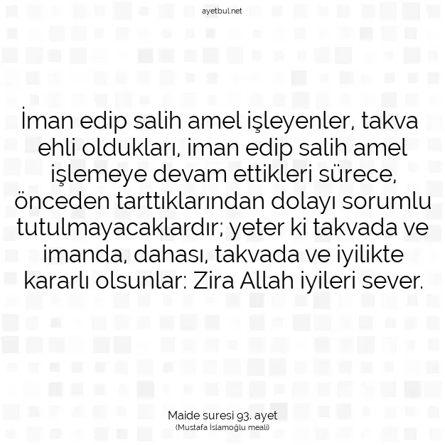 Ayetbul | Kuran Mealleri | Quran | Maide suresi 93. ayet