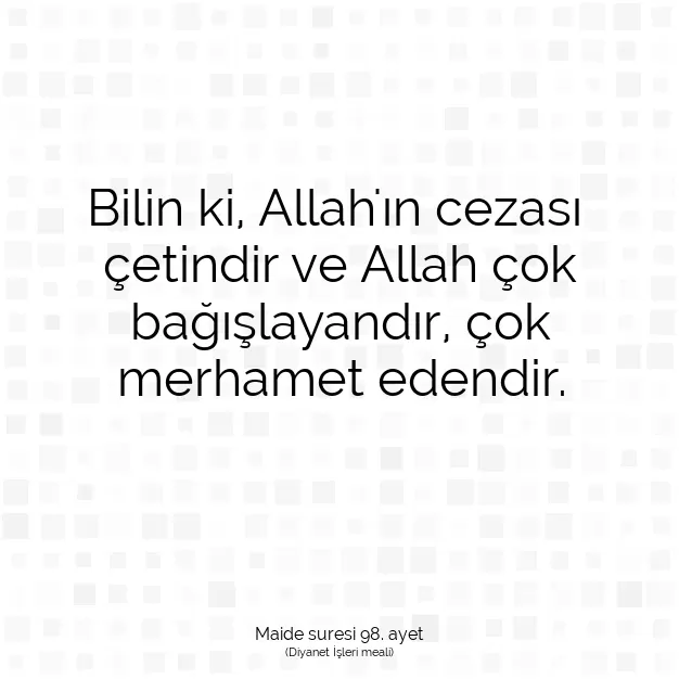 Ayetbul | Kuran Mealleri | Quran | Maide suresi 98. ayet
