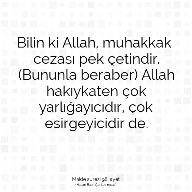 Ayetbul | Kuran Mealleri | Quran | Maide suresi 98. ayet
