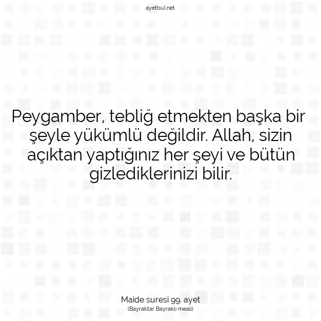 Ayetbul | Kuran Mealleri | Quran | Maide suresi 99. ayet