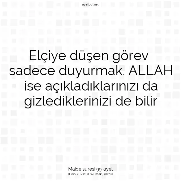 Ayetbul | Kuran Mealleri | Quran | Maide suresi 99. ayet