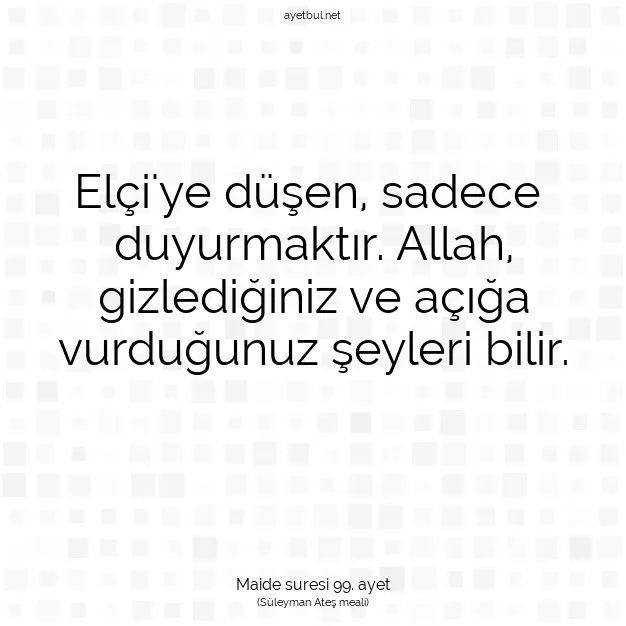 Ayetbul | Kuran Mealleri | Quran | Maide suresi 99. ayet