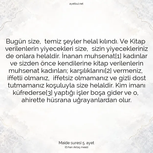 Ayetbul | Kuran Mealleri | Quran | Maide suresi 5. ayet